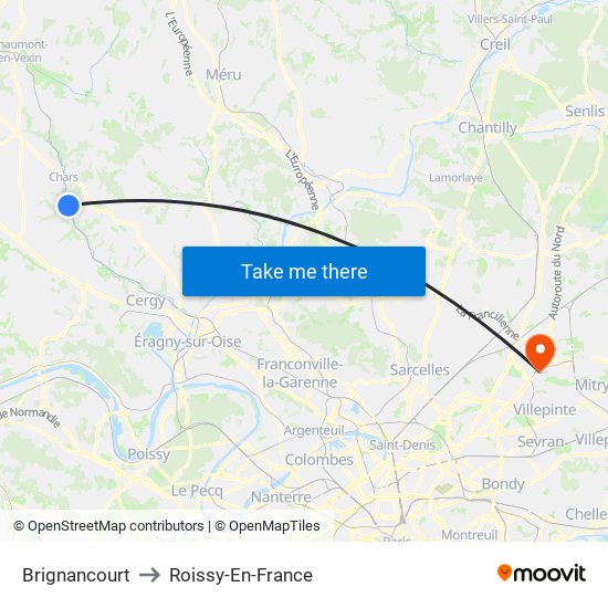 Brignancourt to Roissy-En-France map