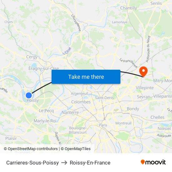 Carrieres-Sous-Poissy to Roissy-En-France map
