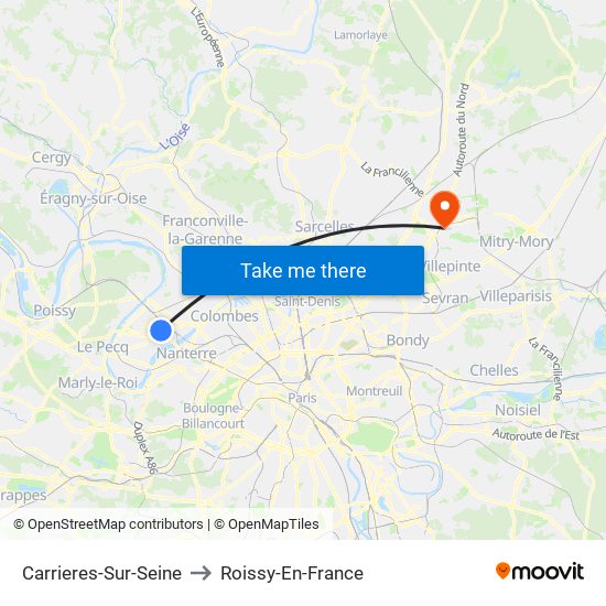 Carrieres-Sur-Seine to Roissy-En-France map