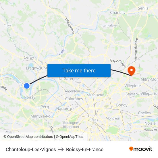 Chanteloup-Les-Vignes to Roissy-En-France map