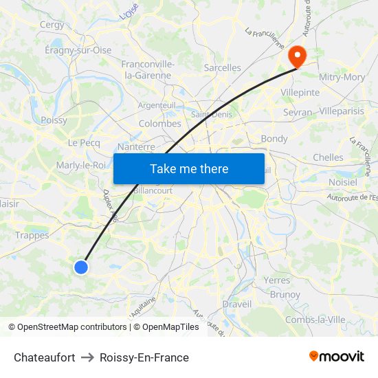 Chateaufort to Roissy-En-France map