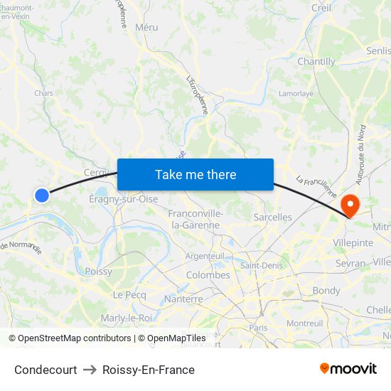 Condecourt to Roissy-En-France map