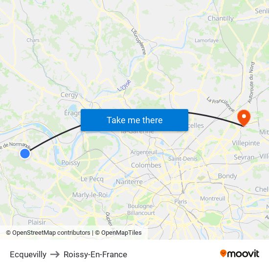 Ecquevilly to Roissy-En-France map