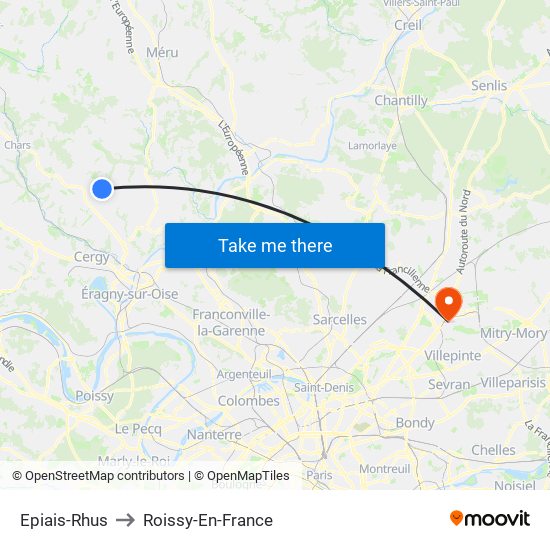 Epiais-Rhus to Roissy-En-France map