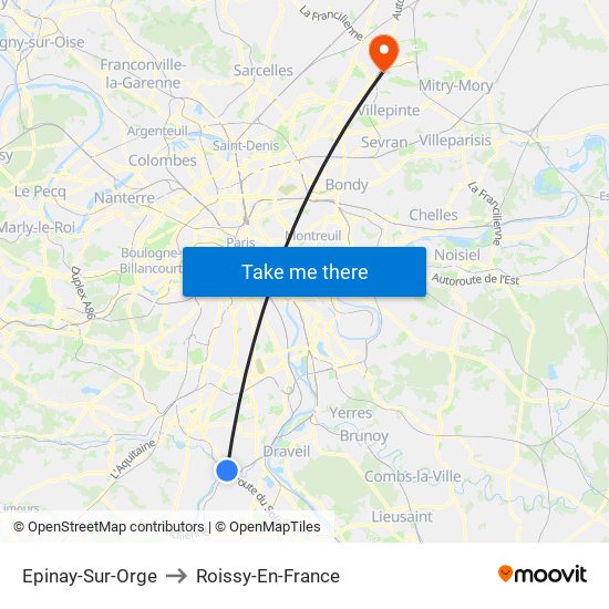 Epinay-Sur-Orge to Roissy-En-France map