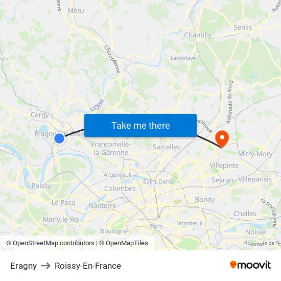 Eragny to Roissy-En-France map