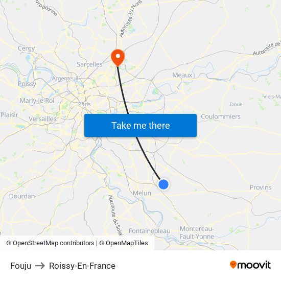 Fouju to Roissy-En-France map
