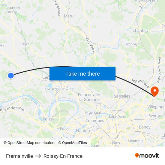Fremainville to Roissy-En-France map