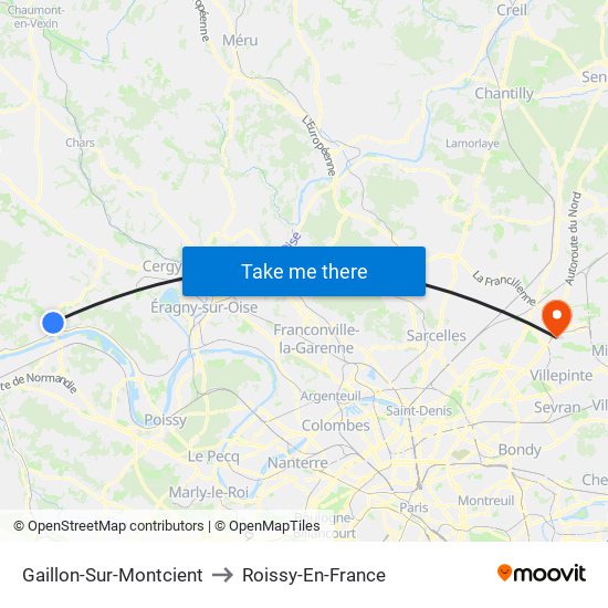 Gaillon-Sur-Montcient to Roissy-En-France map