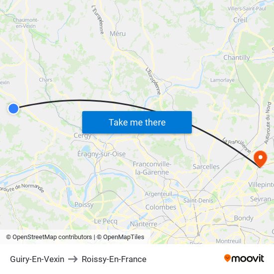 Guiry-En-Vexin to Roissy-En-France map