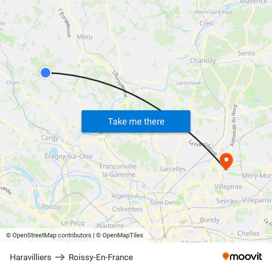 Haravilliers to Roissy-En-France map