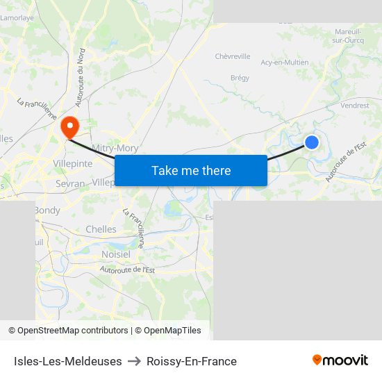 Isles-Les-Meldeuses to Roissy-En-France map