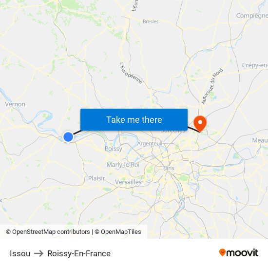 Issou to Roissy-En-France map