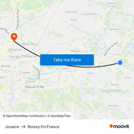 Jouarre to Roissy-En-France map