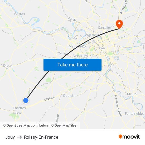 Jouy to Roissy-En-France map