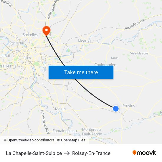 La Chapelle-Saint-Sulpice to Roissy-En-France map