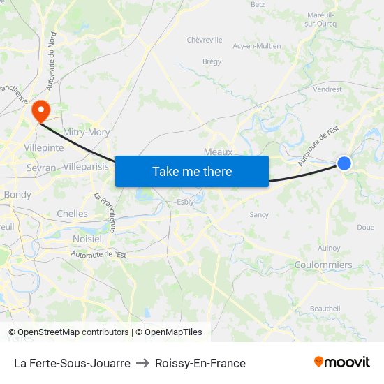 La Ferte-Sous-Jouarre to Roissy-En-France map