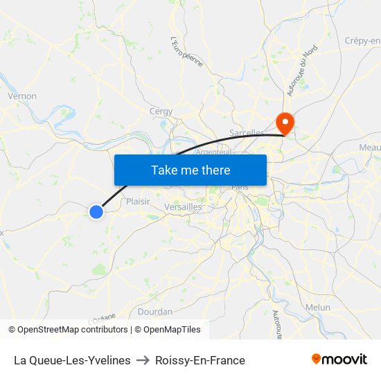 La Queue-Les-Yvelines to Roissy-En-France map