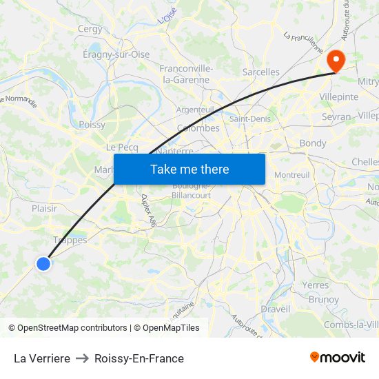 La Verriere to Roissy-En-France map