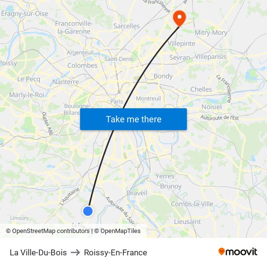 La Ville-Du-Bois to Roissy-En-France map