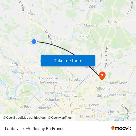 Labbeville to Roissy-En-France map