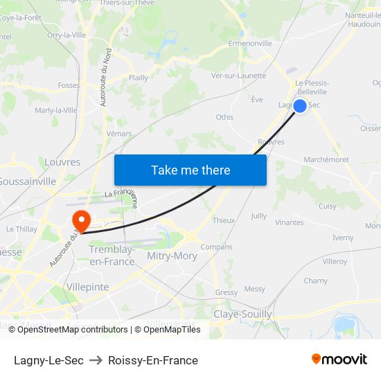Lagny-Le-Sec to Roissy-En-France map