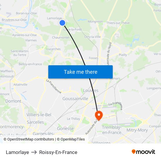 Lamorlaye to Roissy-En-France map