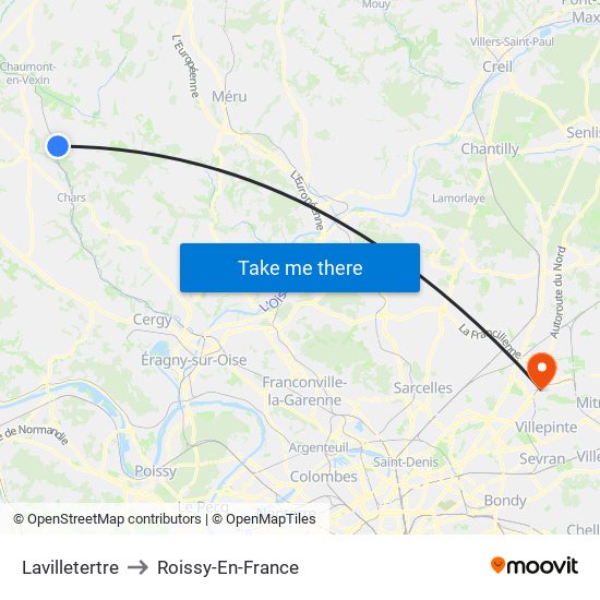 Lavilletertre to Roissy-En-France map