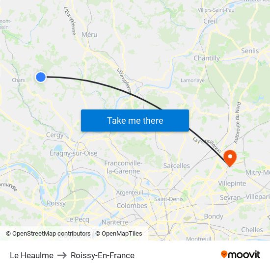 Le Heaulme to Roissy-En-France map