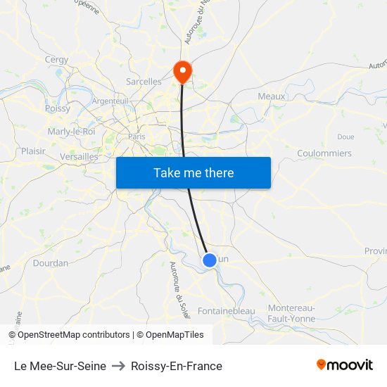 Le Mee-Sur-Seine to Roissy-En-France map