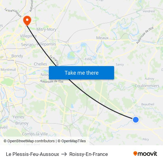 Le Plessis-Feu-Aussoux to Roissy-En-France map