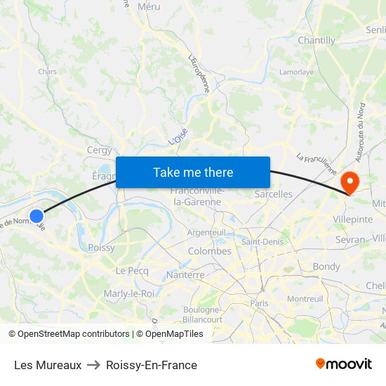 Les Mureaux to Roissy-En-France map