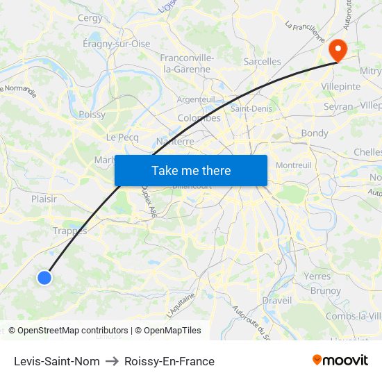 Levis-Saint-Nom to Roissy-En-France map