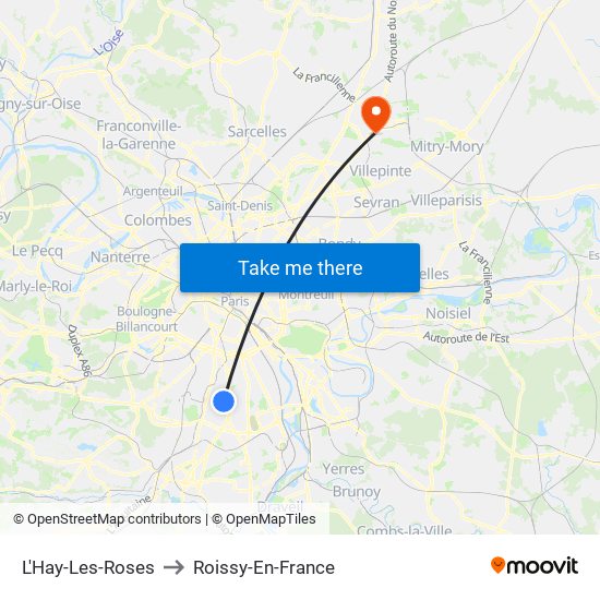 L'Hay-Les-Roses to Roissy-En-France map
