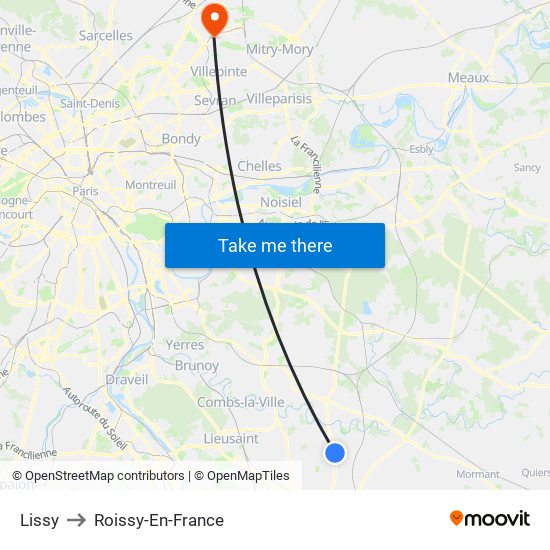 Lissy to Roissy-En-France map