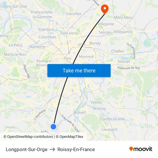 Longpont-Sur-Orge to Roissy-En-France map