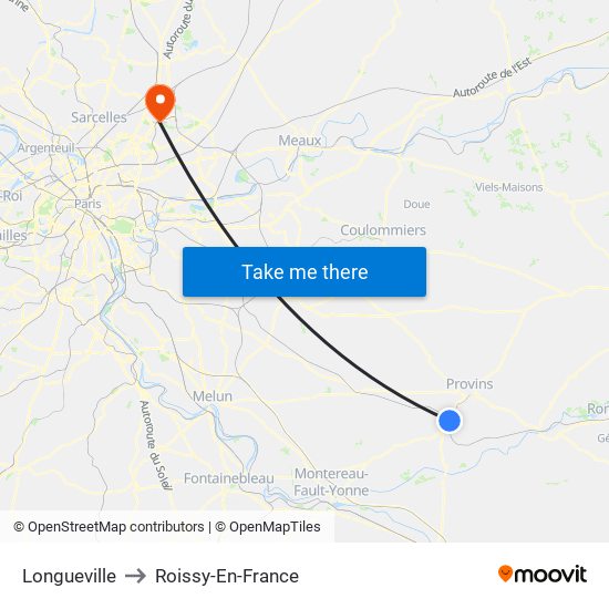 Longueville to Roissy-En-France map