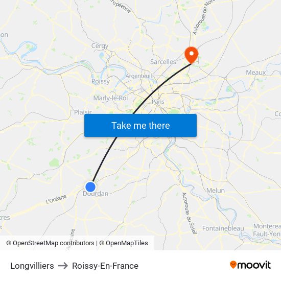 Longvilliers to Roissy-En-France map