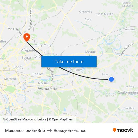 Maisoncelles-En-Brie to Roissy-En-France map