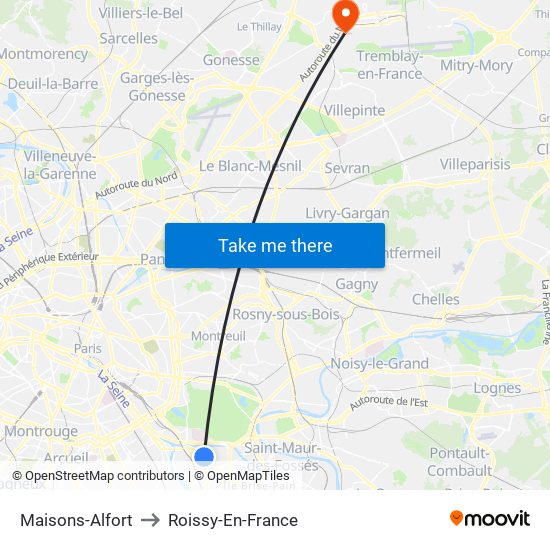 Maisons-Alfort to Roissy-En-France map