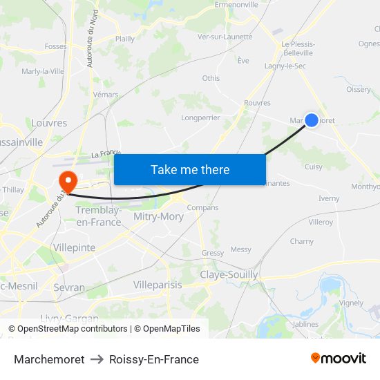 Marchemoret to Roissy-En-France map