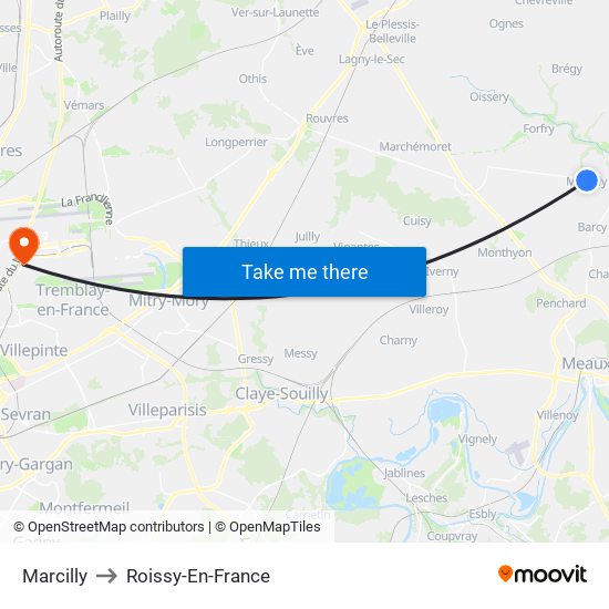 Marcilly to Roissy-En-France map