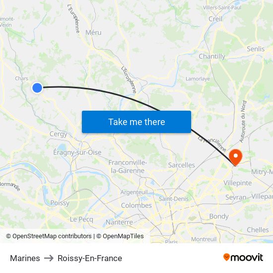 Marines to Roissy-En-France map
