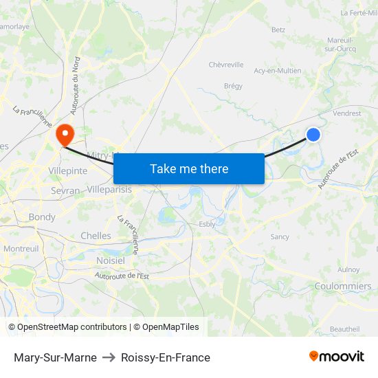 Mary-Sur-Marne to Roissy-En-France map