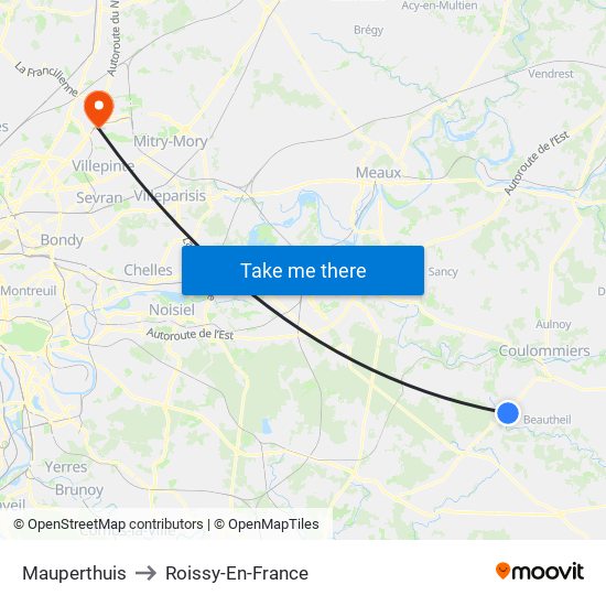 Mauperthuis to Roissy-En-France map