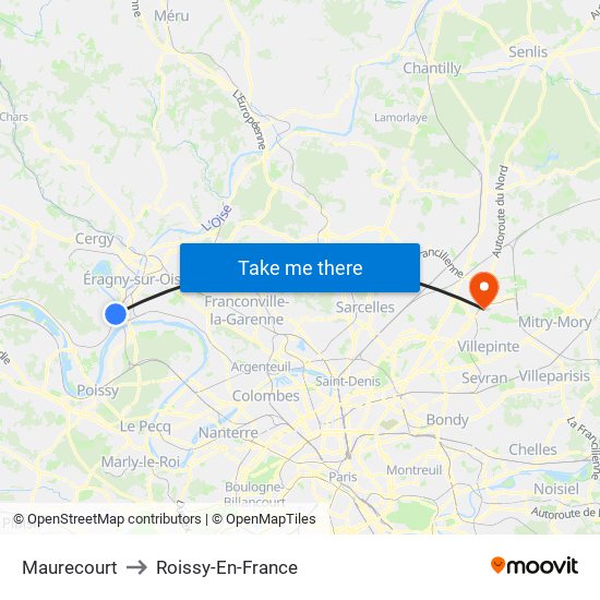 Maurecourt to Roissy-En-France map