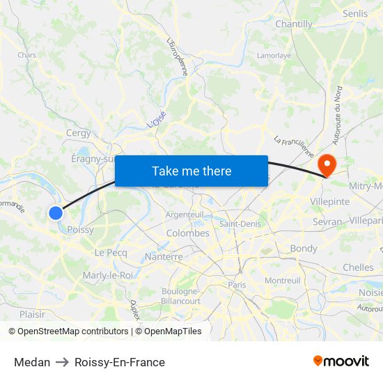 Medan to Roissy-En-France map