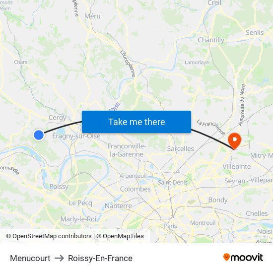 Menucourt to Roissy-En-France map
