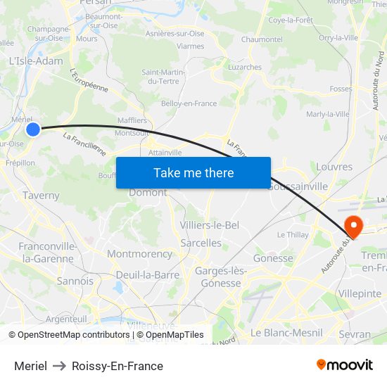 Meriel to Roissy-En-France map