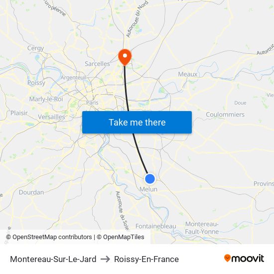 Montereau-Sur-Le-Jard to Roissy-En-France map